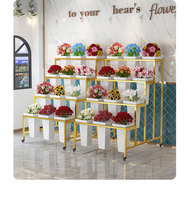 Étagère de Présentation Fleurie Détachable à 4 Niveaux, Magnifique Chariot à Fleurs, Présentoir pour Magasin de Fleurs, Cadre Extérieur avec 16 Seaux