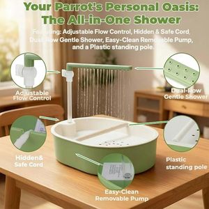 Bain d'oiseaux avec robinet d'arrosage automatique, adapté aux calopsittes, agapornis et perruches conures - Product Image 2