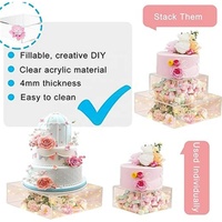 Supports à gâteaux en acrylique transparent pour table à dessert 12in et 8in Risers de boîte à gâteau remplissables pour table de buffet pour fête d'anniversaire de mariage