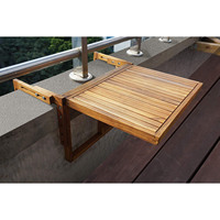 Table de pont de balcon en bois d'acacia, Durable, dispositif suspendu, réglable, pour l'extérieur, barre