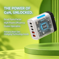 Chargeur rapide GaN 240W PD Type-C et USB-A avec indicateur LED pour Samsung/iPhone/Android, prise en charge de la personnalisation
