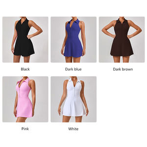YW1006L Venta al por Mayor 2025 Nuevo Vestido de Tenis para Mujer de Alta Calidad, Corte Ajustado, Secado Rápido, Cuello Polo, Vestido Deportivo para Correr, Golf - Product Image 5