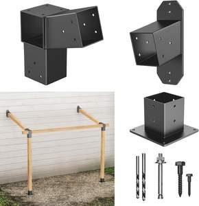 Support mural robuste pour toit incliné à 15 ° 6x6, kit de gazebo pour pergola <span class=keywords><strong>bricolage</strong></span>, support de poteau en bois coudé à 3 voies - Product Image 2