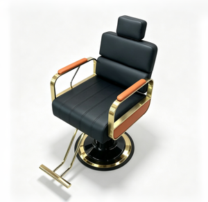 Fauteuil de Barbier Commercial Robuste en Similicuir Synthétique Style Vintage Européen, Réglable en Hauteur, Rotation à 360 Degrés, pour Salon de Coiffure et Barbier - Product Image 1