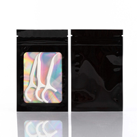 Sac refermable holographique thermoscellable avec fenêtre transparente, laminé, brillant, à trois soudures latérales, pour emballage alimentaire