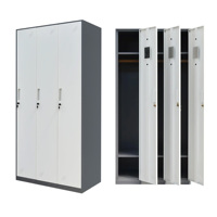 Armoire de rangement métallique pour vêtements, casier de gym à 3 portes verrouillable en acier, armoire de rangement pour centre de fitness, casier métallique pour personnel