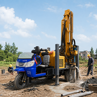 Machine de forage de puits d'eau portable Feiyang 300m à moteur diesel, montée sur tricycle, diamètre 140-254mm