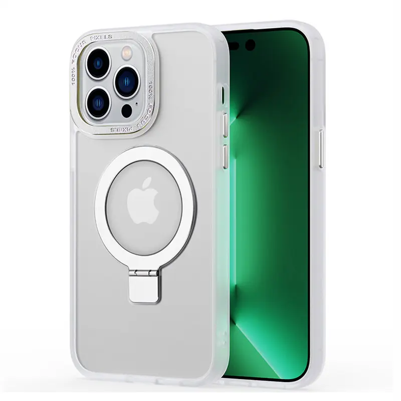 Compatible For Magsafe Magnetic Invisible Stand Metallic Matt Shockproof Phone Case For Iphone 14 Pro Max Samsung S23 Ultra
