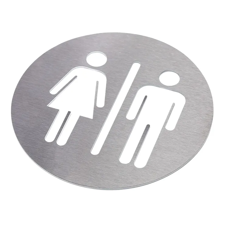 Custom Laser Cutting Men And Women Shape Stamping Stainless Steel Plates Aluminum Brass Round Toilet Sign Plates