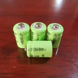 Baterias akku 1/3aaa 80mah, 100mah 120mah 1.2 v recarregável, 1/3aaa