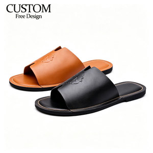 Nouvelles sandales ouvertes légères et tendance de luxe en orange pour hommes, grandes tailles <span class=keywords><strong>47</strong></span> <span class=keywords><strong>48</strong></span>, pantoufles plates en PU de haute qualité, originales - Product Image 1