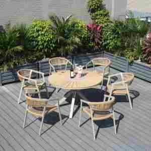 Mesa de Comedor Redonda de Aluminio Resistente a la Intemperie para Exteriores, con Capacidad para 4-8 Personas, para Jardín, Patio, Piscina y Hotel - Product Image 3