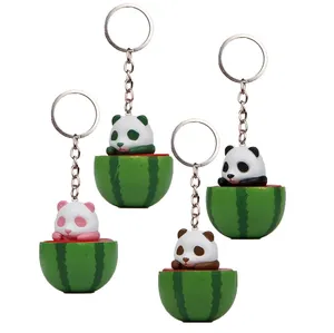 Summer refreshing watermelon cute panda couple key ring