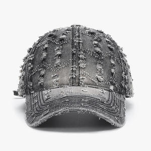 Casquettes de baseball en jean déchiré et usé avec logo personnalisé, style Dad Hat, pour le golf et le tennis - Product Image 1