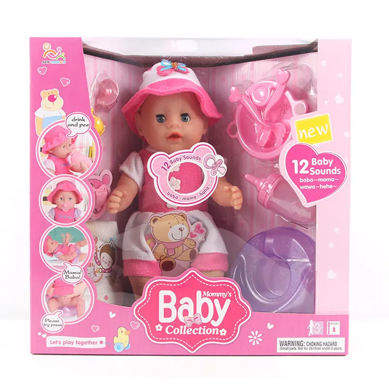 16 inch real looking silicone newborn vinyl baby dolls with accessories and12 sound IC can pee&drink kids toys