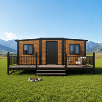 Maison pliable portable à double aile extensible, insonorisée et économe en énergie, pour projets de glamping et d'hébergement en camping sur prairies
