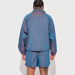 Nuova tuta da uomo in Nylon primaverile 2 pezzi leggera impermeabile antivento personalizzata con Logo riflettente oversize mezza Zip - Product Image 3