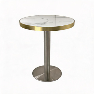 Table ronde en <span class=keywords><strong>marbre</strong></span> avec bordure en aluminium, design luxueux en métal pour restaurant, hôtel, mobilier d'hôtel - Product Image 4