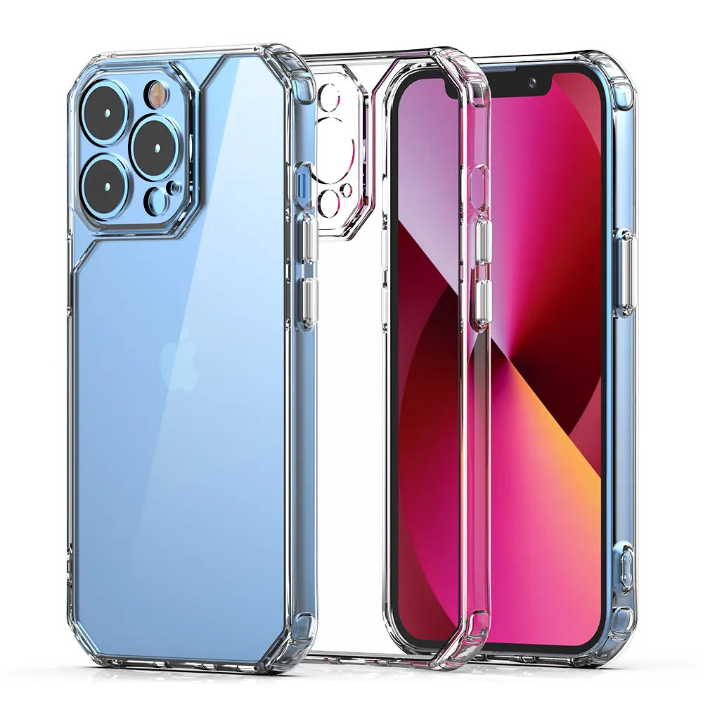 For iphone 13 12 11 Pro Max XR XS MAX 6 7 8 Plus Phone Case Transparent Clear Acrylic Anti Yellow Bayer TPU Shockproof case
