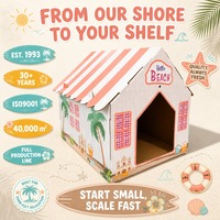Casa Rascador para Gatos Moderna y Ecológica al por Mayor, Casa para Gatos de Cartón Corrugado con Impresión Personalizada, Fácil de Montar, para Interiores