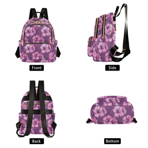 Hawaii Flower Outdoor <b>Mini</b> Casual Sports Custom Print Flower School Student Bag Girls Travel <b>Backpack</b> with Trolley Sleeve - Product Image 2