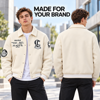 Blouson Bomber Personnalisé à Col – Fabricant OEM/ODM – Broderie de Lettres en Chenille et Bordure Côtelée pour Marques de Streetwear