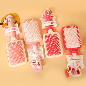 Cepillo para el cabello, peine rosa con cojín de aire de dibujos animados, peine de masaje para cabello largo y rizado, 20cm, plástico, multifunción - Product Image 2