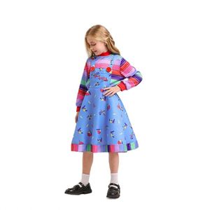 Costume de poupée d'horreur, costume de marionnette effrayant pour enfants, robe de cosplay, combinaison rayée colorée à manches longues pour fête d'Halloween - Product Image 3