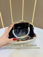 Neue Damen Perlen-Clutch Kleine Braut-Muschelförmige Abendtaschen Ketten-Schultertasche mit Perlen-Griff Party-Handtaschen