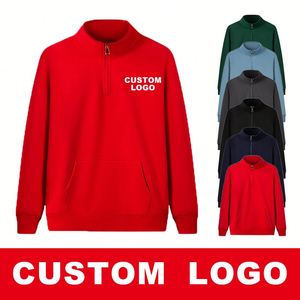 Custom Logo <b>Long</b> <b>Sleeve</b> Zip up Mock Neck Turtleneck Pullover <b>Top</b> Clothes Winter Fleece Kangaroo Pocket <b>Men</b> Sweatshirts - Product Image 2