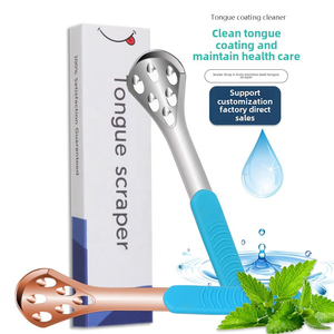 Dụng cụ cạo lưỡi silicon hình giọt nước với bàn chải 6 lỗ làm sạch lưỡi bằng thép không gỉ để giảm hôi miệng - Product Image 2