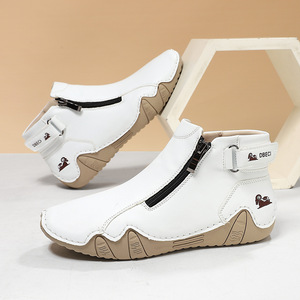 أحذية نسائية مسطحة كاجوال جديدة للخريف والشتاء، مصنوعة يدويًا من الألياف الدقيقة الصلبة، بسحاب للإغلاق، مناسبة للتجارة عبر الحدود - Product Image 3