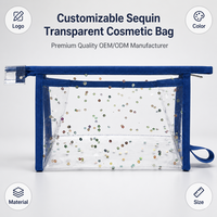 Pochette à maquillage personnalisée avec paillettes, sac cosmétique brillant, trousse de toilette réversible pour femmes, vente en gros, OEM, étiquette privée