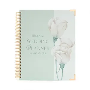 2024 Bestseller Tulp Weddingplanner Schema Budget Maken Engagement Planning Goud Reliëf Notebook Dagboek Cadeau Set