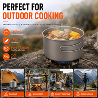Pot de camping en titane de 1600 ml avec couvercle, pot pliable ultraléger pour la cuisine en plein air, pot en titane pur pour la randonnée et le bushcraft