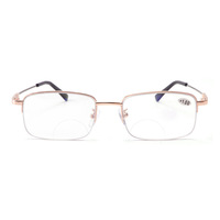 Gafas de ordenador ultraligeras de medio Marco, monturas de metal para hombre, lentes bifocales anti rayos azules, gafas de lectura multifocales bifocales