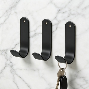 J-shaped <b>hooks</b> for household use, adhesive backing for hanging clothes on doors and back, no drilling required, wall-mounted - Product Image 3