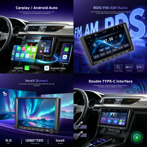 Estéreo para Auto Podofo 2Din, Pantalla Táctil Incell <span class=keywords><strong>de</strong></span> 9 Pulgadas, Carplay/Android Auto Inalámbrico, FM/AM/RDS, Reproductor MP5 para Auto con Doble Perilla, <span class=keywords><strong>YouTube</strong></span> Video, ODM - Product Image 2