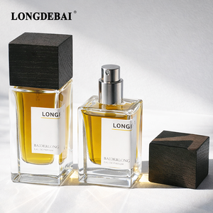 Botella de Perfume Cuadrada Vacía de Vidrio Transparente con Tapón de Madera, 30ml 50ml 100ml, Botella de Perfume de Lujo con Caja - Product Image 3