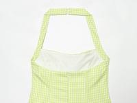 Robe mini décontractée d'été pour femme, motif écossais vert, dos évidé, fermeture éclair, style licou