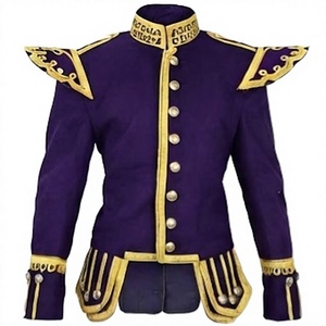 Men's Scottish Woolen Uniform <b>Blazer</b> Stand Purple <b>Gold</b> Braid Embroidered Band Waterproof Windproof Performance Doublet Jacket - Product Image 1