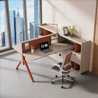 Bureau d'employé moderne et luxueux avec un design épuré, poste de travail durable doté d'un meuble en bois