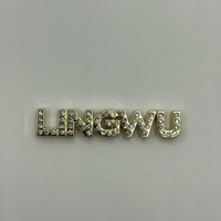 Étiquettes métalliques personnalisées LINGWU en strass anti-corrosion écologiques, avec logo complet en lettres, vente en gros pour vêtements, sous-vêtements, sacs, casquettes