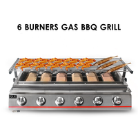 Gril de barbecue à gaz GPL à Six brûleurs automatique commercial pour hôtels et restaurants rôtissoire et cuiseur à viande