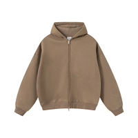 Sudadera Unisex de Algodón de 350g, Estilo Casual, Holgada, con Doble Cremallera, Manga Larga, Color Sólido, Bolsillo de Felpa, para Otoño