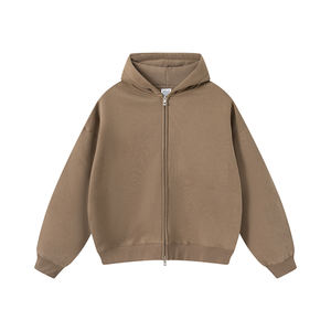 Sudadera Unisex de Algodón de 350g, Estilo Casual, Holgada, con Doble Cremallera, Manga Larga, Color Sólido, Bolsillo de Felpa, para Otoño - Product Image 4