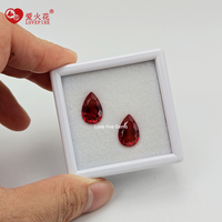 Harga Grosir Batu Permata Merah Ruby Sintetis Potongan Pear Warna Darah Merpati 5*7mm-8*10mm, Diolah Panas, Hasil Laboratorium