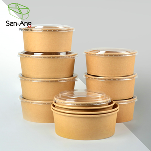 ชามกระดาษใส่อาหารพร้อมฝาปิดชาม500cc 390cc ย่อยสลายได้ทางชีวภาพแบบใช้แล้วทิ้ง - Product Image 1