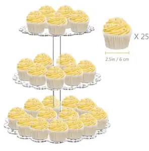 웨딩 생일 파티 장식 3 계층 투명 아크릴 컵 케이크 스탠드 디스플레이 선반 장식 디자인