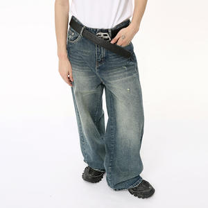 Abbigliamento da Uomo |   <span class=keywords><strong>Jeans</strong></span> in denim strappati a vita media con patchwork e tasche grandi, drappeggiati, stile High-Street, Nuovi Arrivi Estate 2026 - Product Image 2